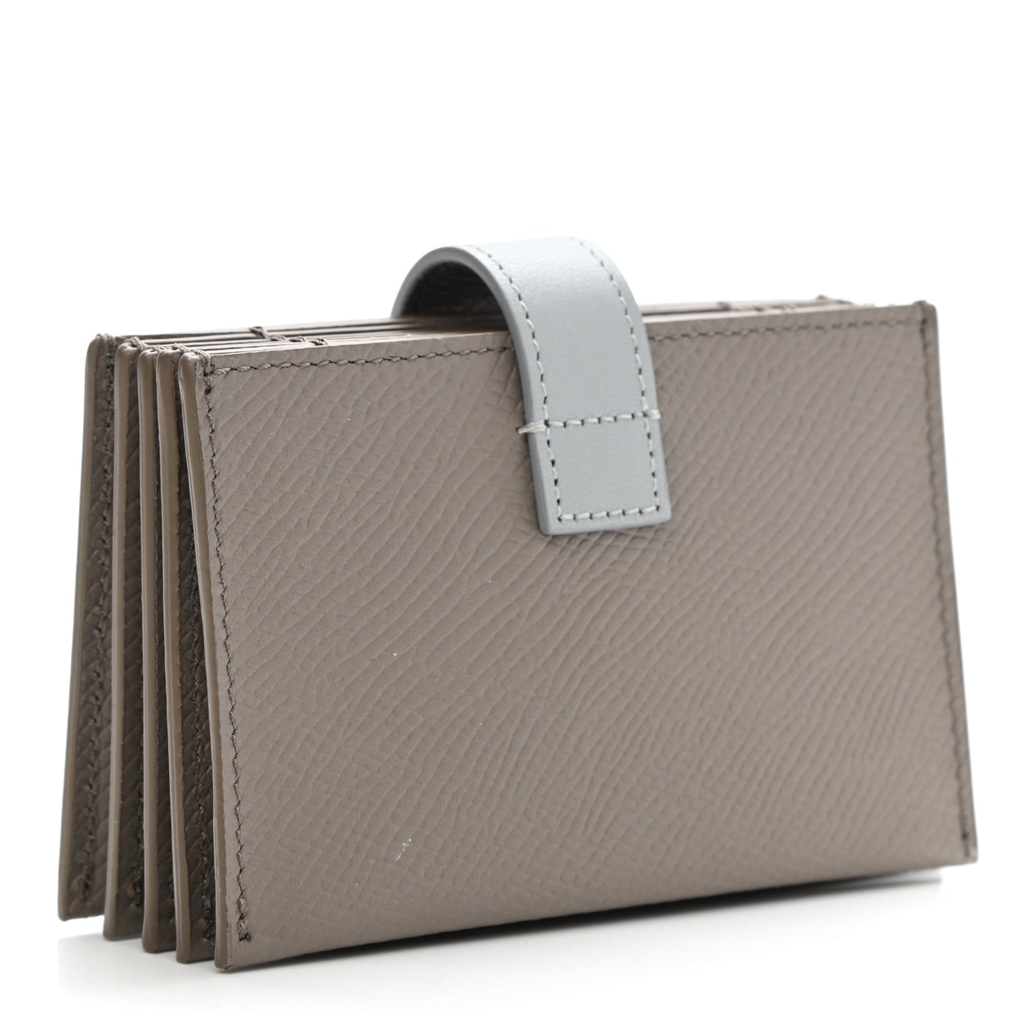 Grained Calfskin Accordion Card Holder Grey