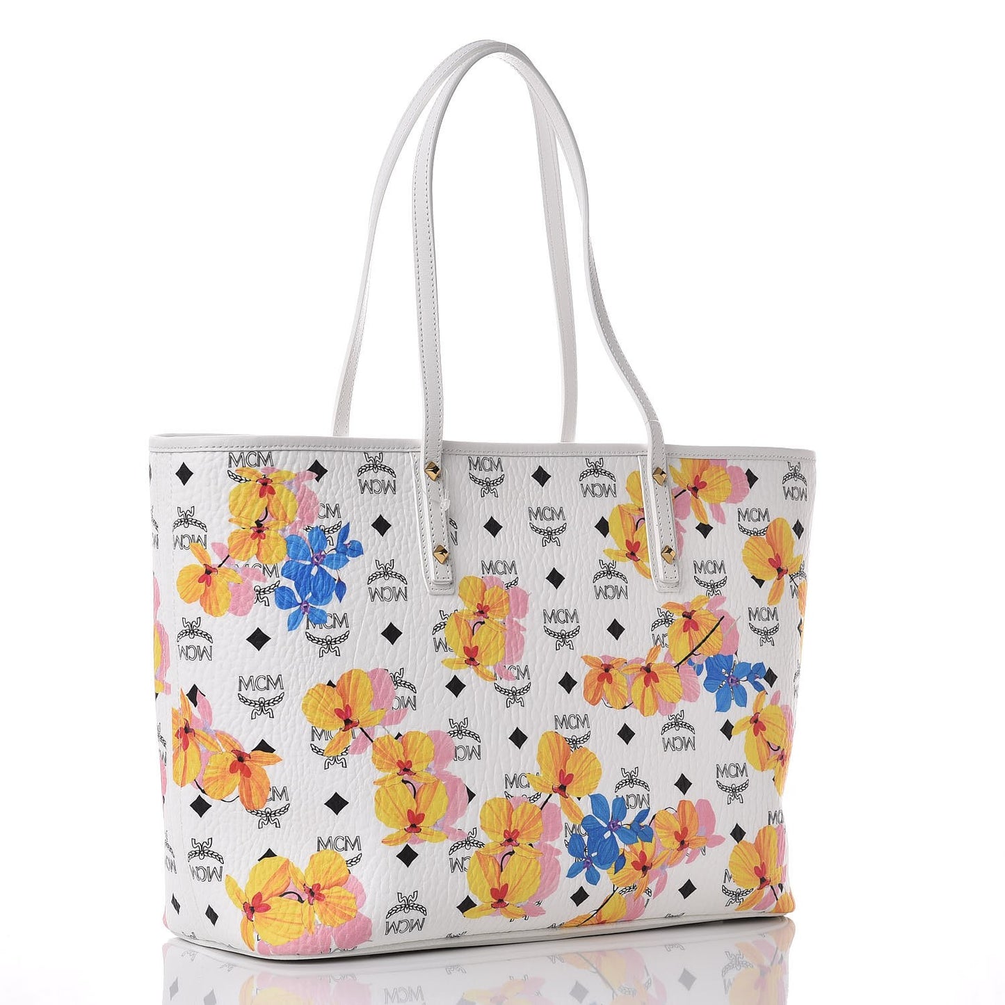 Visetos Medium Anya Essential Floral Print Shopper Tote White