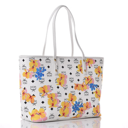 MCM Visetos Medium Anya Essential Floral Print Shopper Tote White 3 of 8