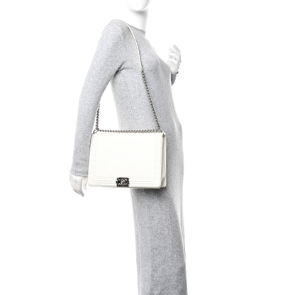 Chanel Glazed Calfskin Large Boy Reverso Flap White 2 of 13