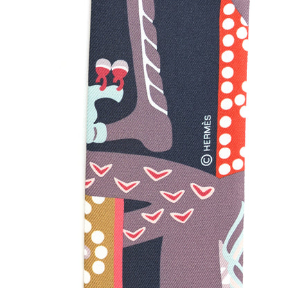 Hermes Silk Fantasie D'Etriers Twilly Anthracite Corail 3 of 4