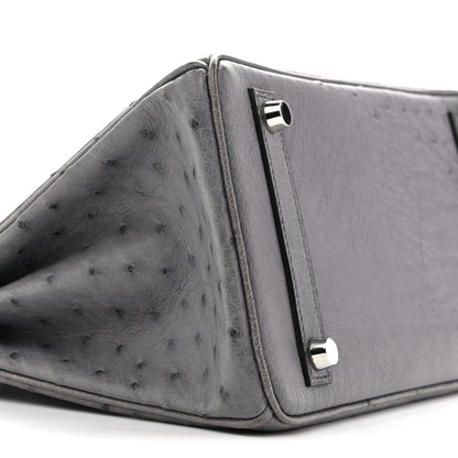 Hermes Ostrich Birkin 25 Gris Agate 9 of 15