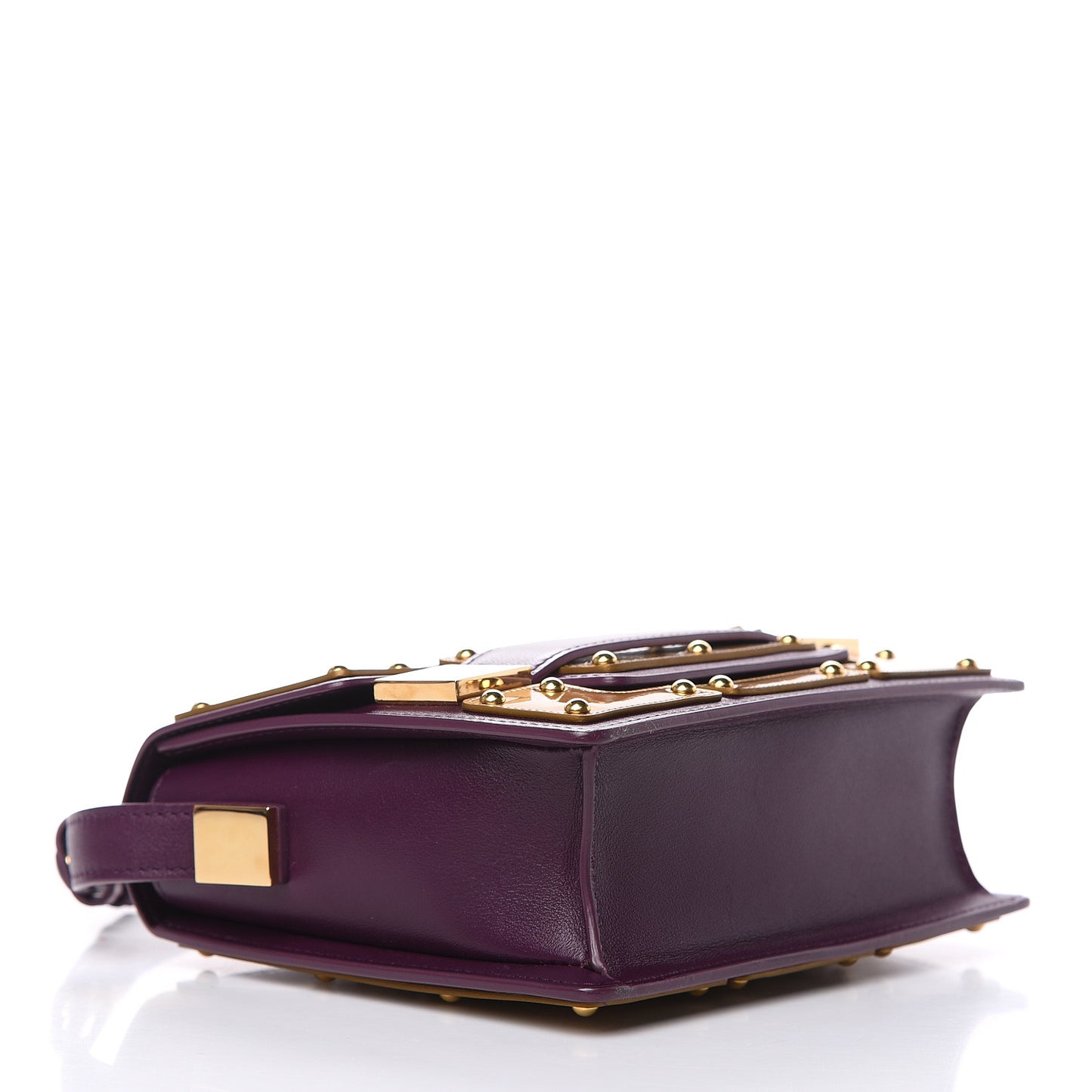 Calfskin Mini Iron Shield Madame Crossbody Prune Antique Gold