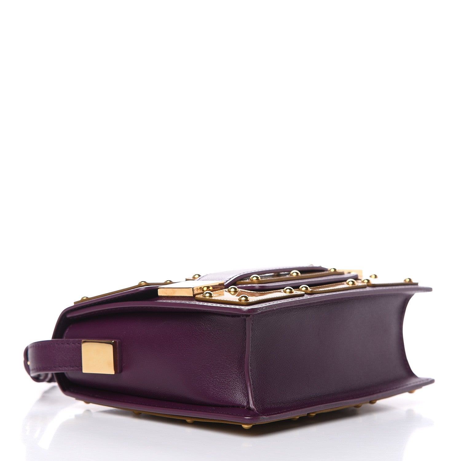Delvaux Calfskin Mini Iron Shield Madame Crossbody Prune Antique Gold 4 of 10