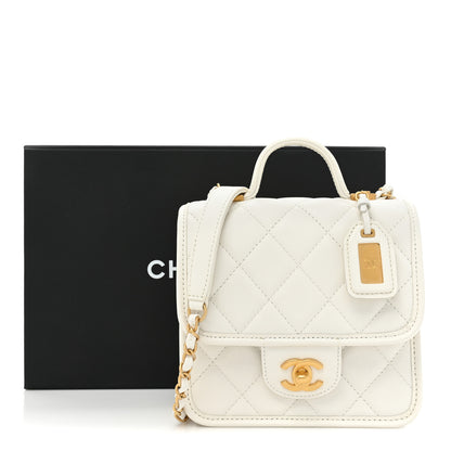 Chanel Caviar School Memory Mini Top Handle Flap White 10 of 10