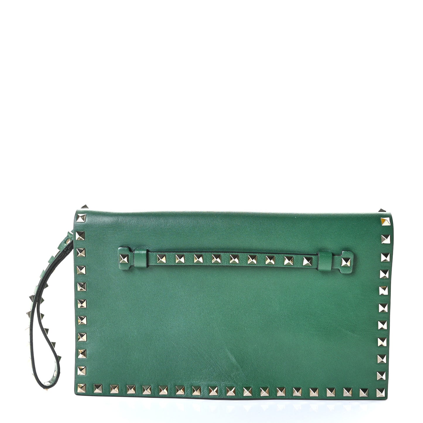 Nappa Rockstud Wristlet Clutch Green