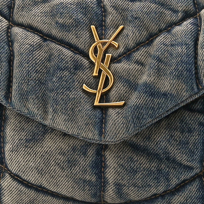 Saint Laurent Denim Quilted Toy Loulou Puffer Monogram Chain Satchel Blue Cinnamon 8 of 11