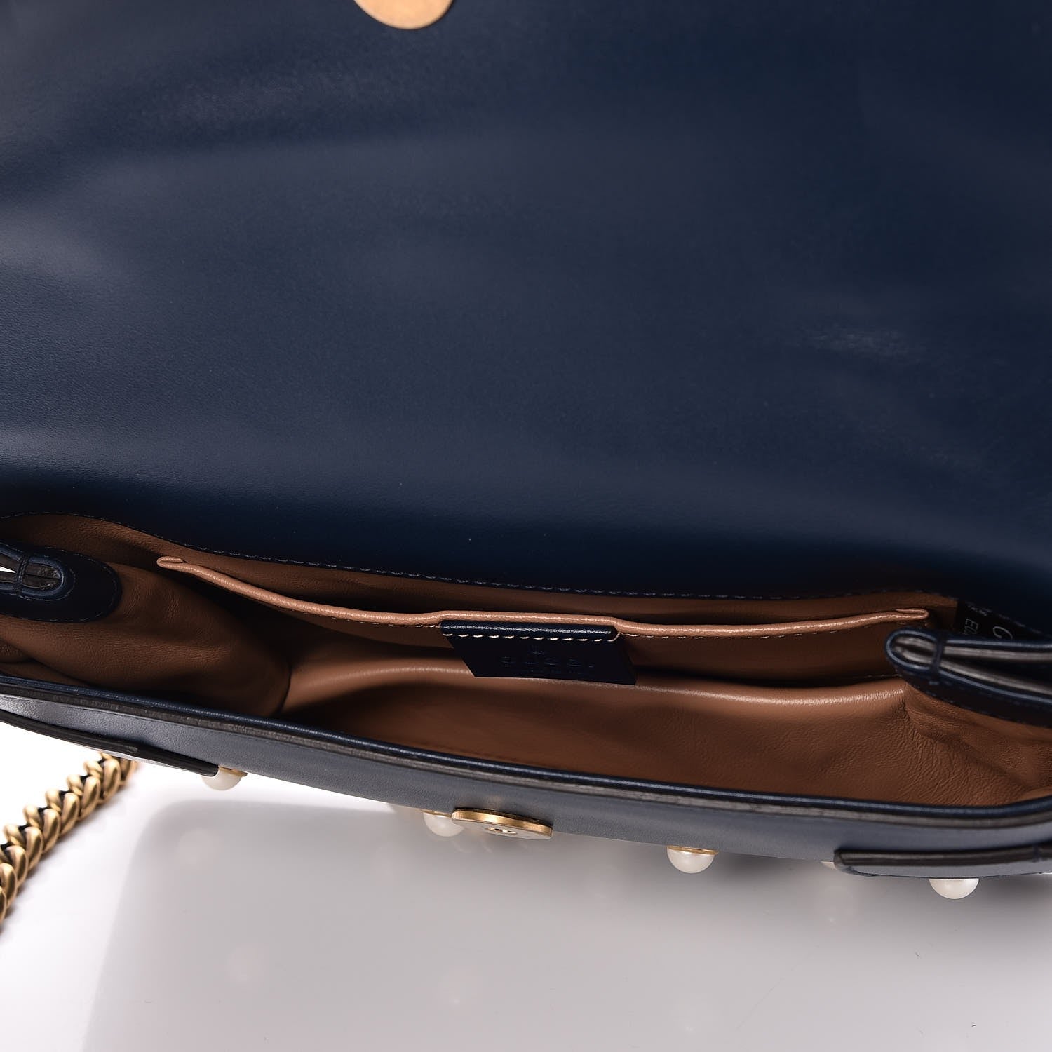 Gucci Nappa Pearl Studded Mini Queen Margaret Broadway Shoulder Bag Blue Agata 5 of 9