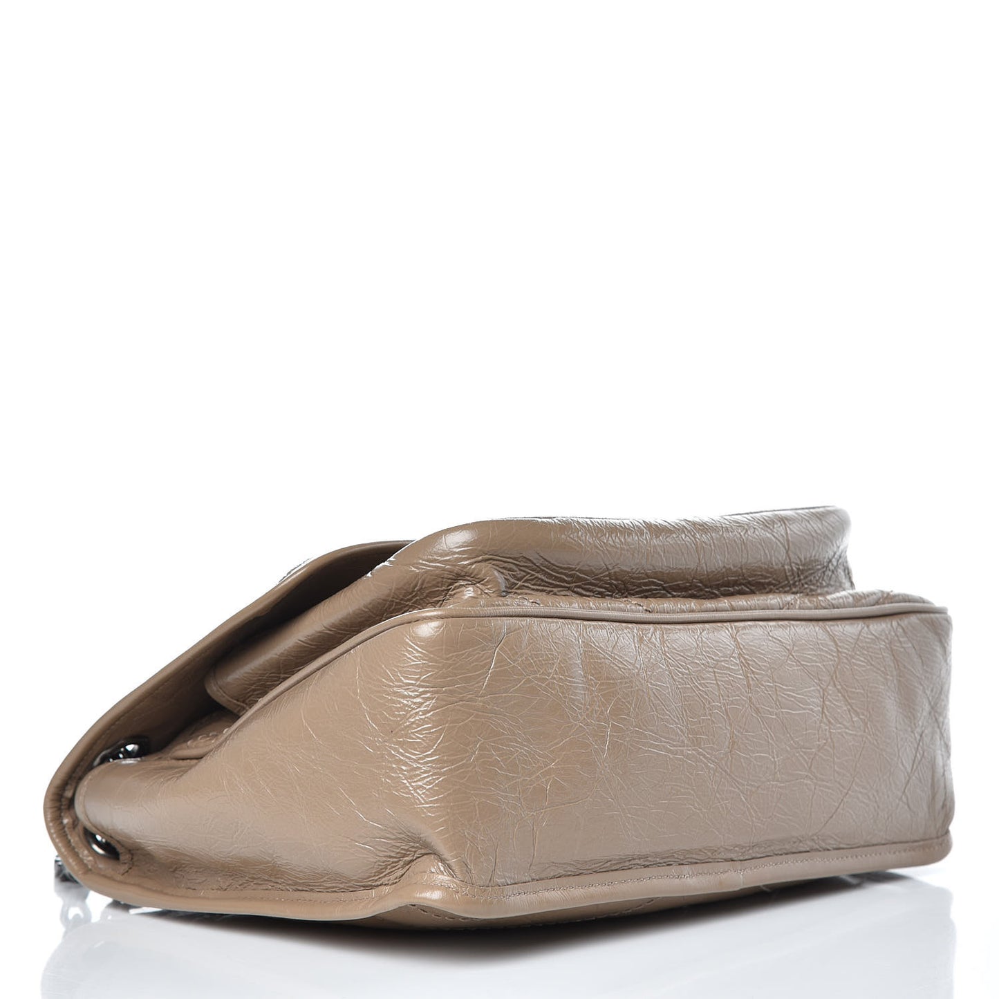 Crinkled Calfskin Matelasse Monogram Medium Niki Chain Satchel Light Taupe
