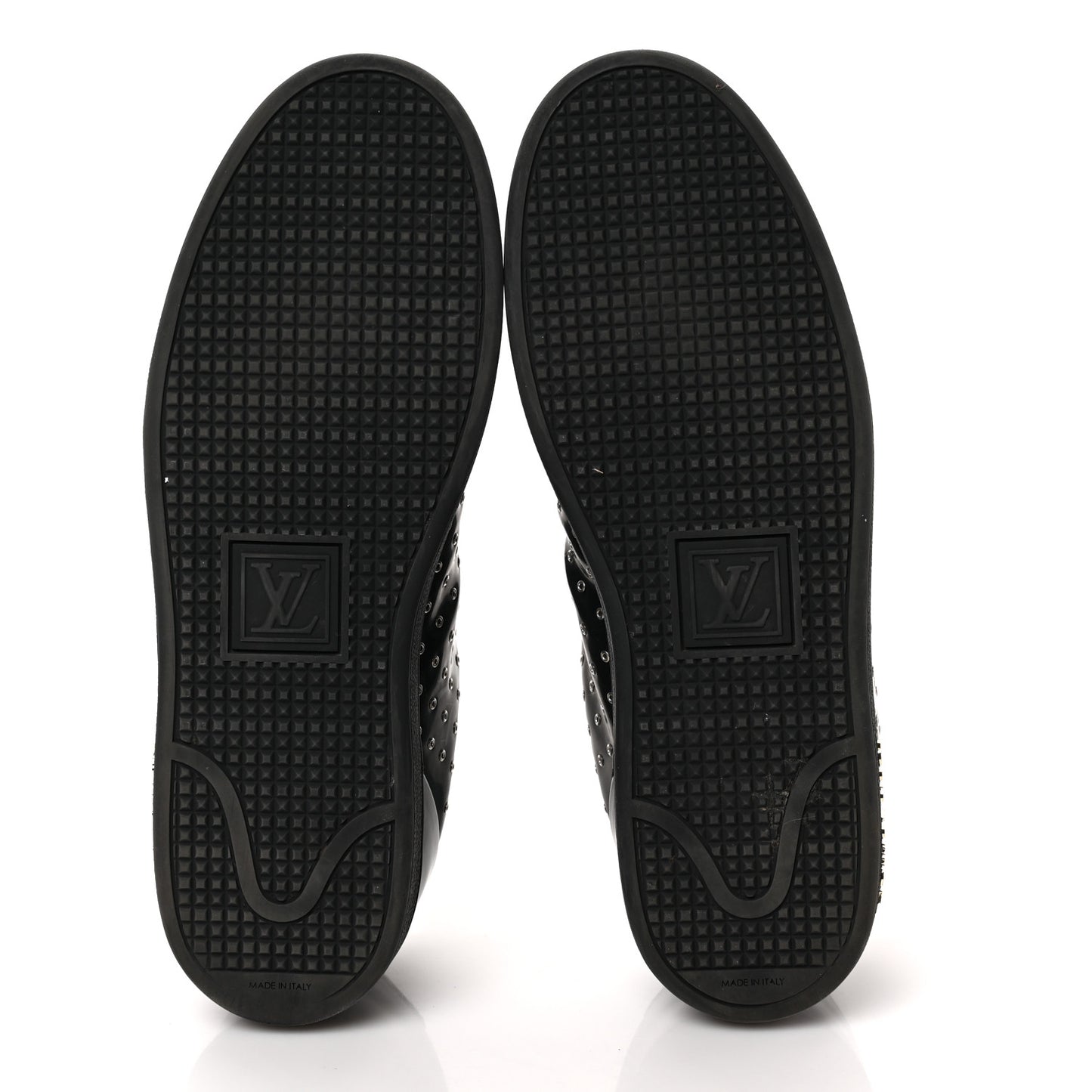 Patent Calfskin Studded Frontrow Sneakers 40 Black