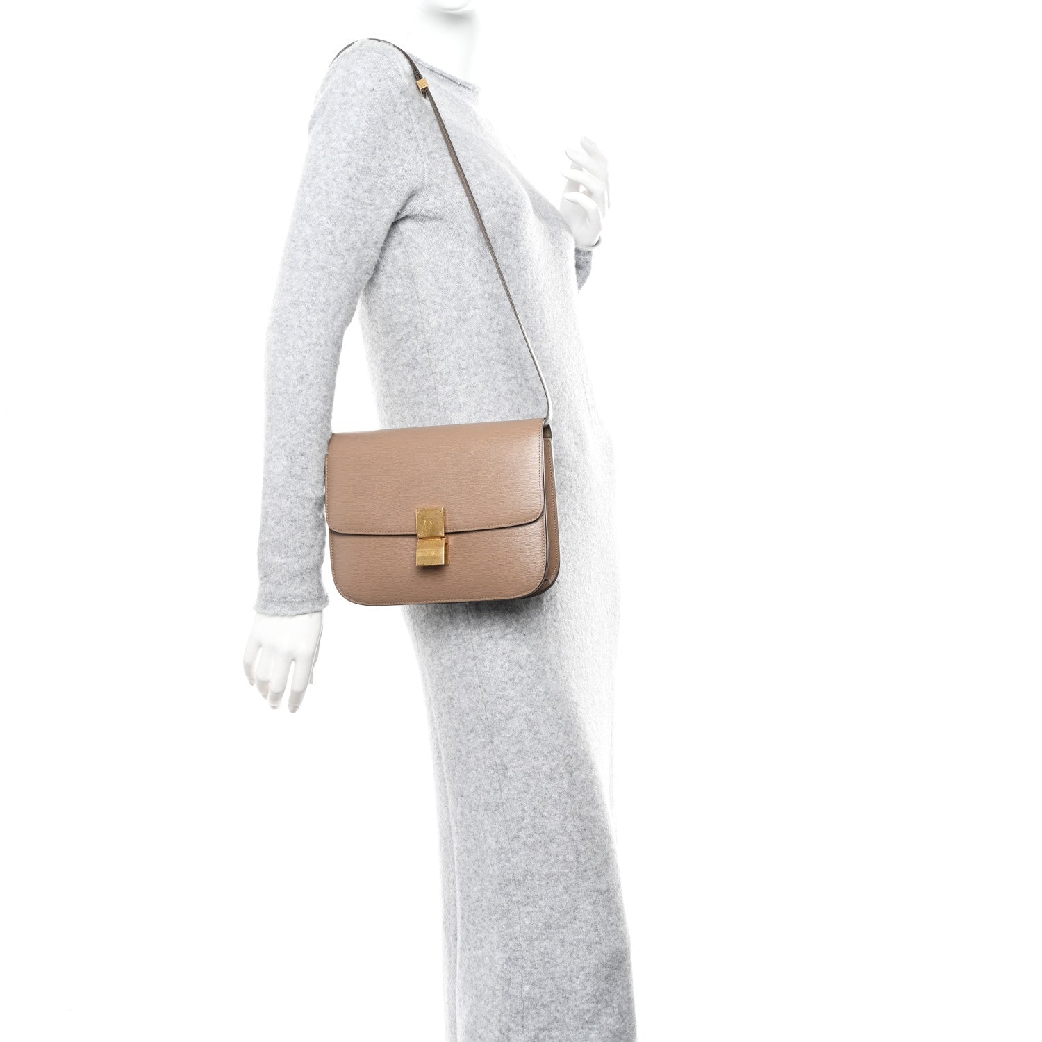 Celine Liege Calfskin Medium Classic Box Flap Bag Taupe 2 of 14