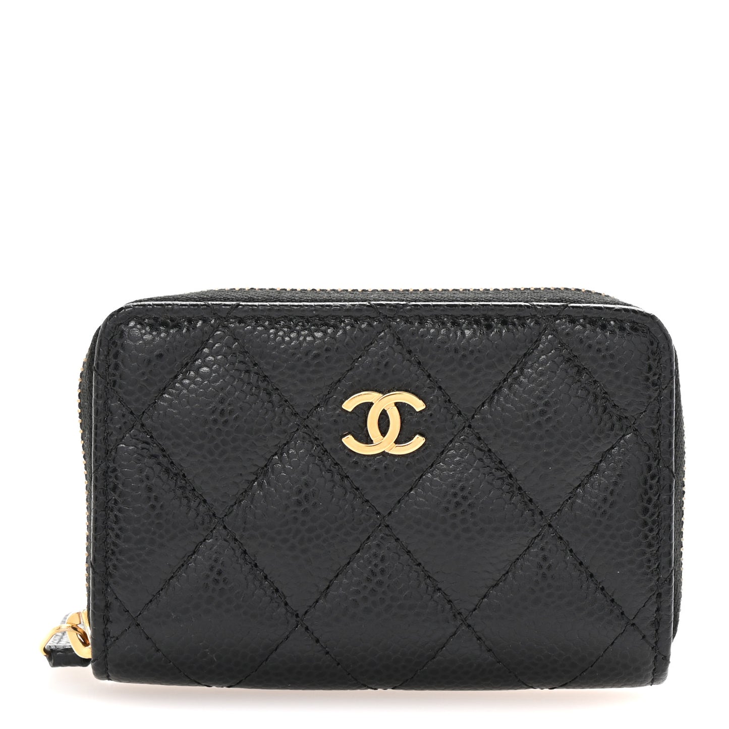 Caviar Quilted Zip Coin Purse Black