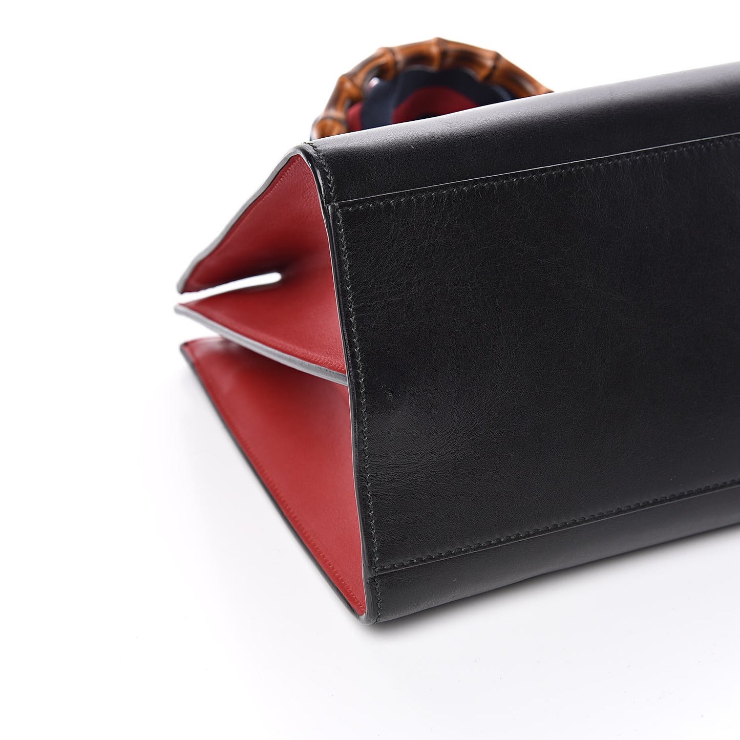 Nappa Bamboo Web Medium Nymphaea Top Handle Bag Black