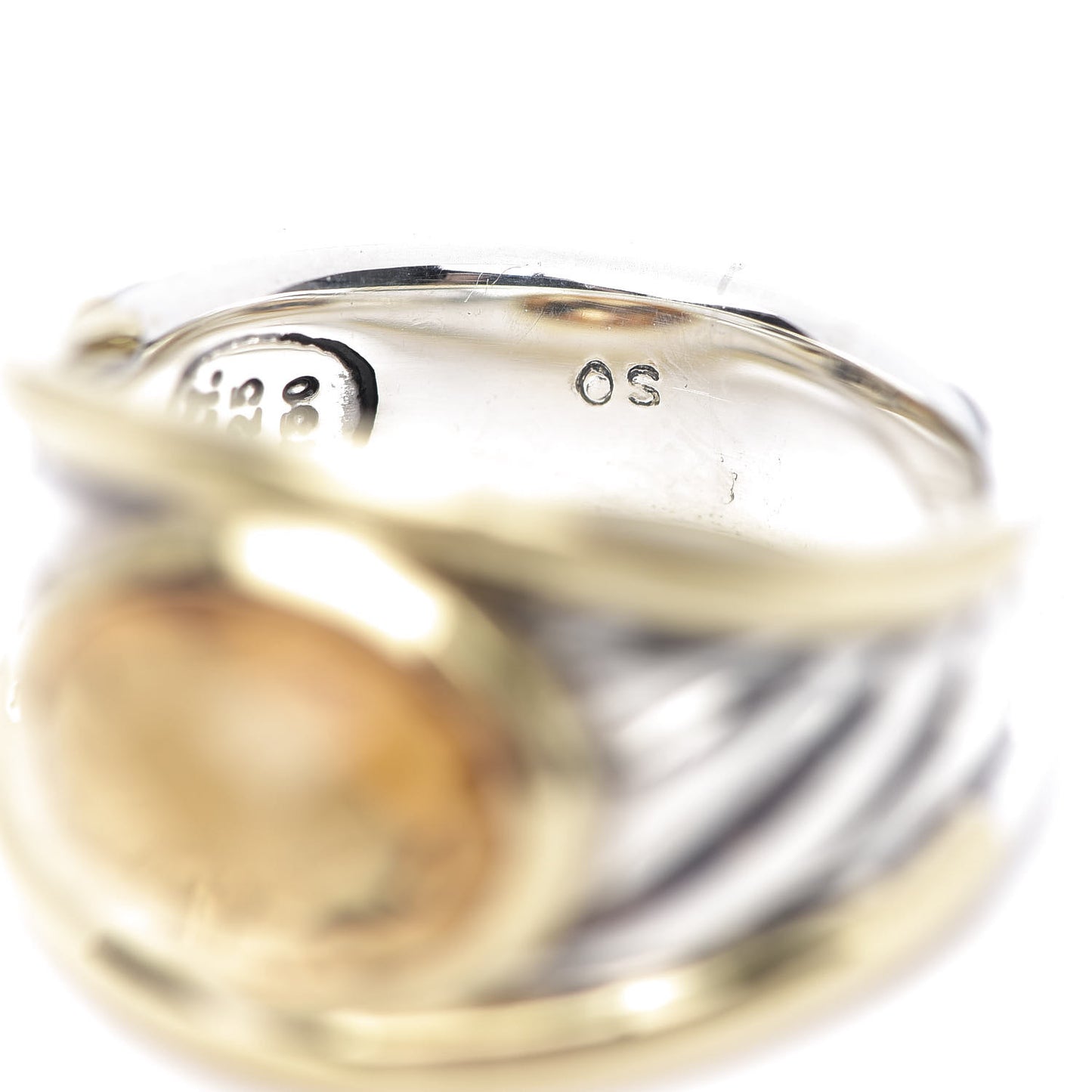 Sterling Silver 18K Yellow Gold Citrine Oval Cable Ring 51 5.75
