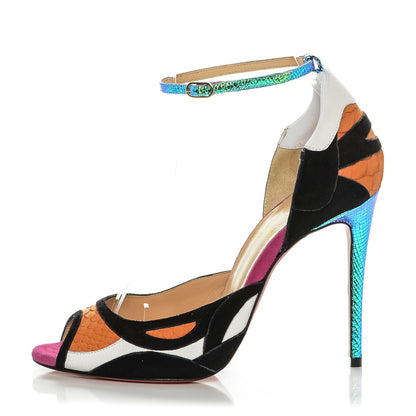 Christian Louboutin Python Suede Discodeporte 100 Suede Pumps 35.5 Orange Multicolor 1 of 8