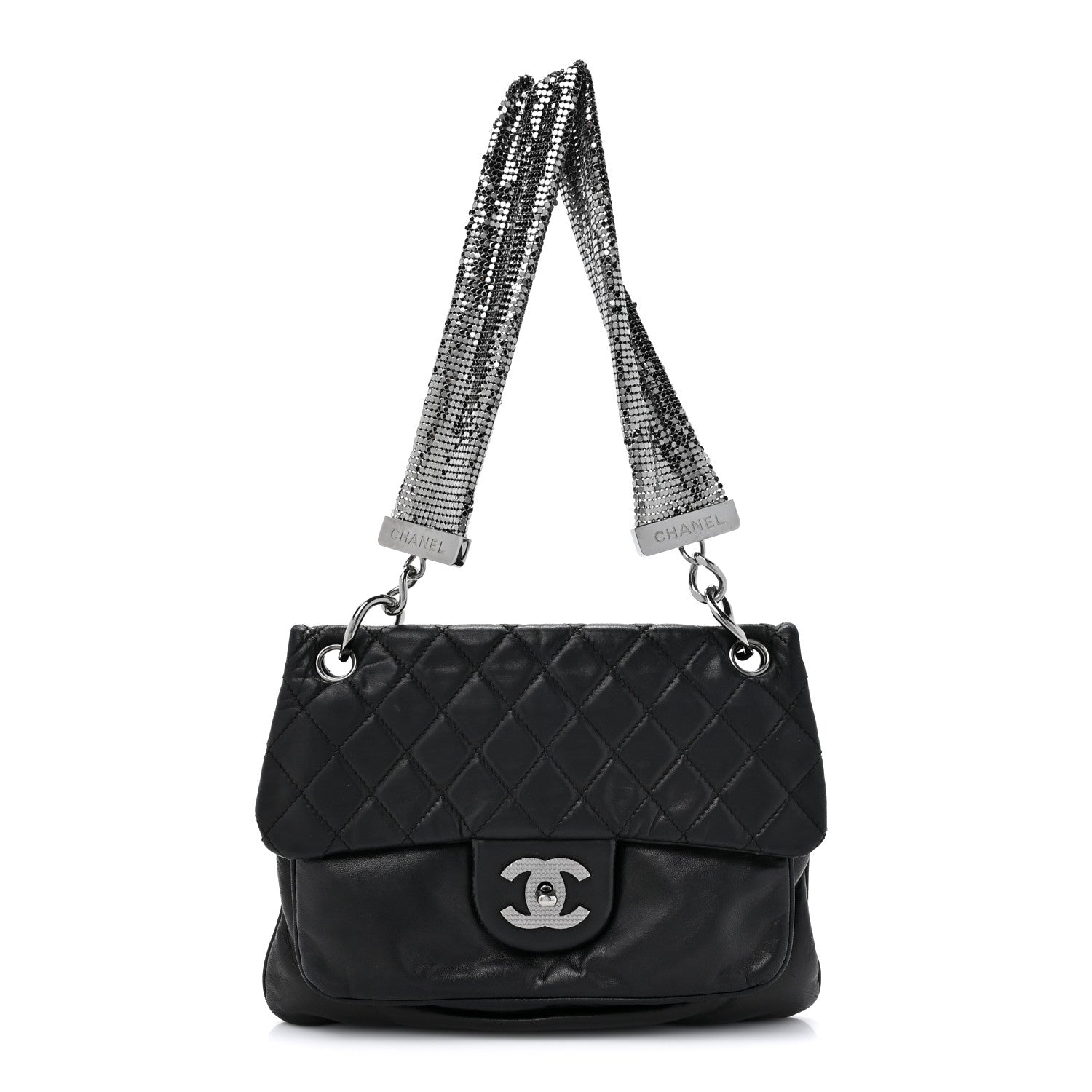 Chanel Lambskin Quilted Chain Mail Shoulder Bag Black 1 of 15