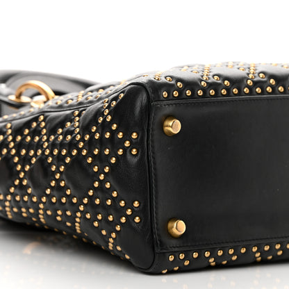 Christian Dior Calfskin Cannage Studded Medium Supple Lady Dior Black 9 of 16