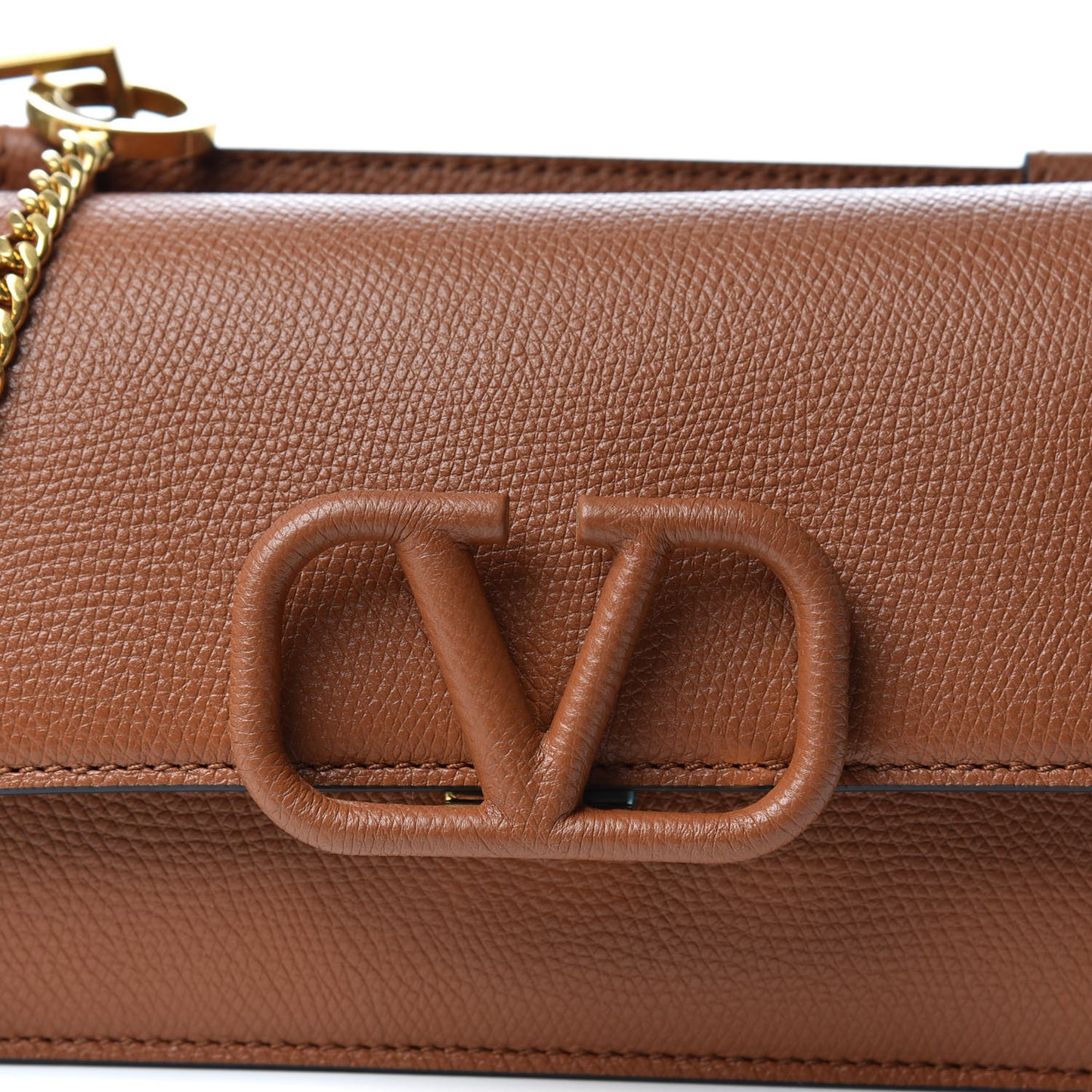 Grainy Calfskin VSling Belt Bag Saddle Brown