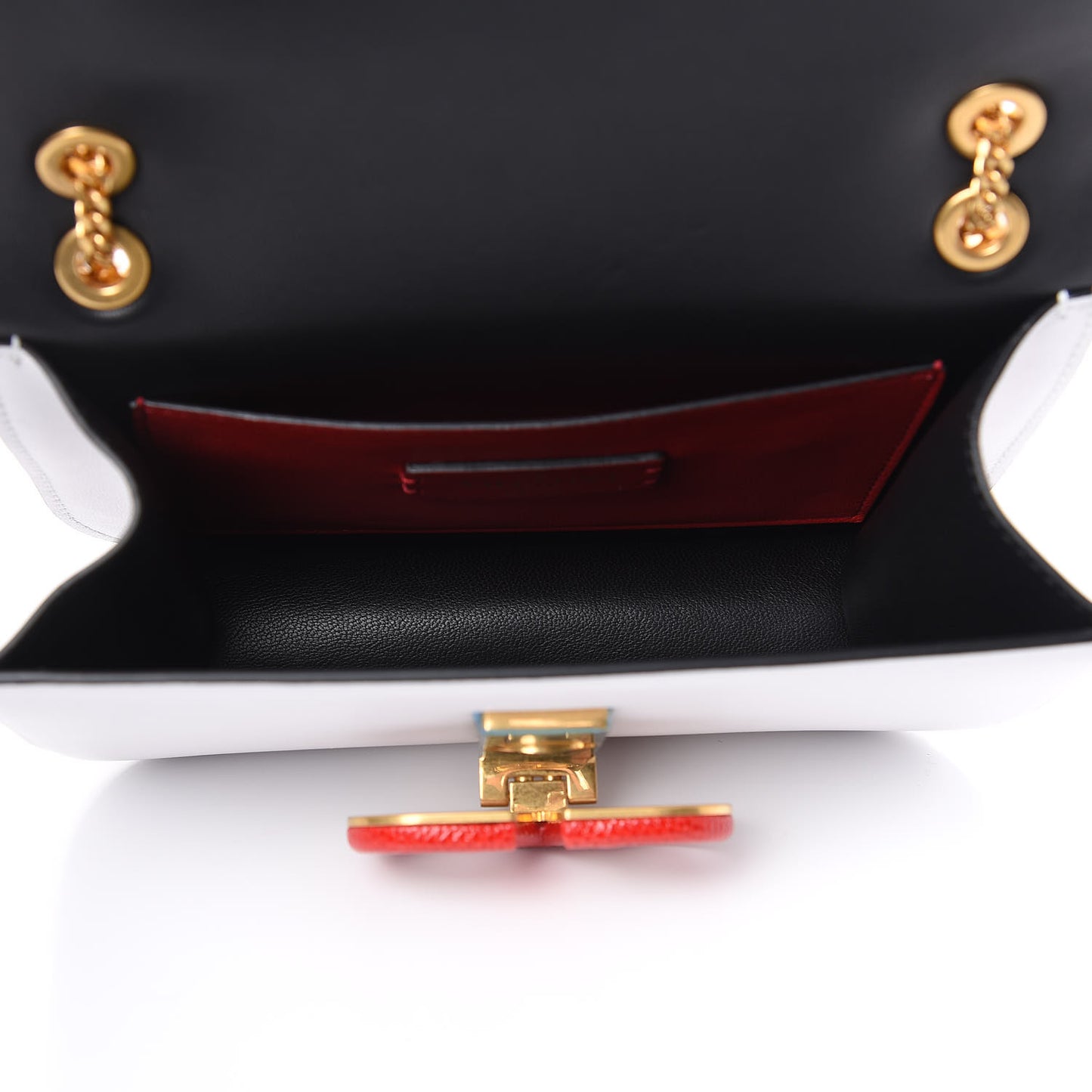 Smooth Calfskin Small VLock Shoulder Bag Bianco Ottico Rouge Pur