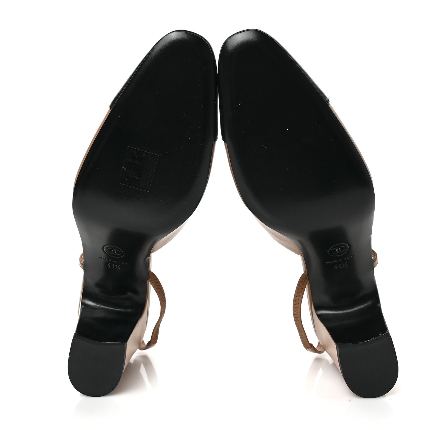 Goatskin Grosgrain Cap Toe CC Slingback Pumps 41.5 Dark Beige Black
