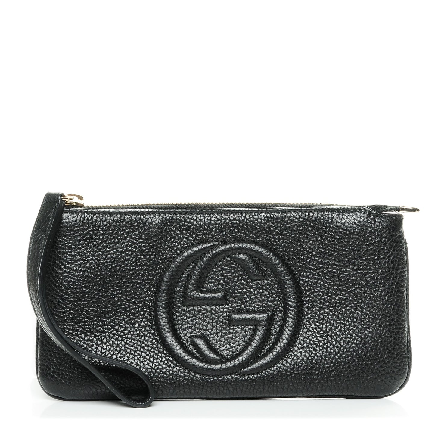 Pebbled Calfskin Soho Wristlet Black
