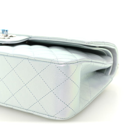 Chanel Iridescent Calfskin Quilted Medium Double Flap Light Blue 10 of 11