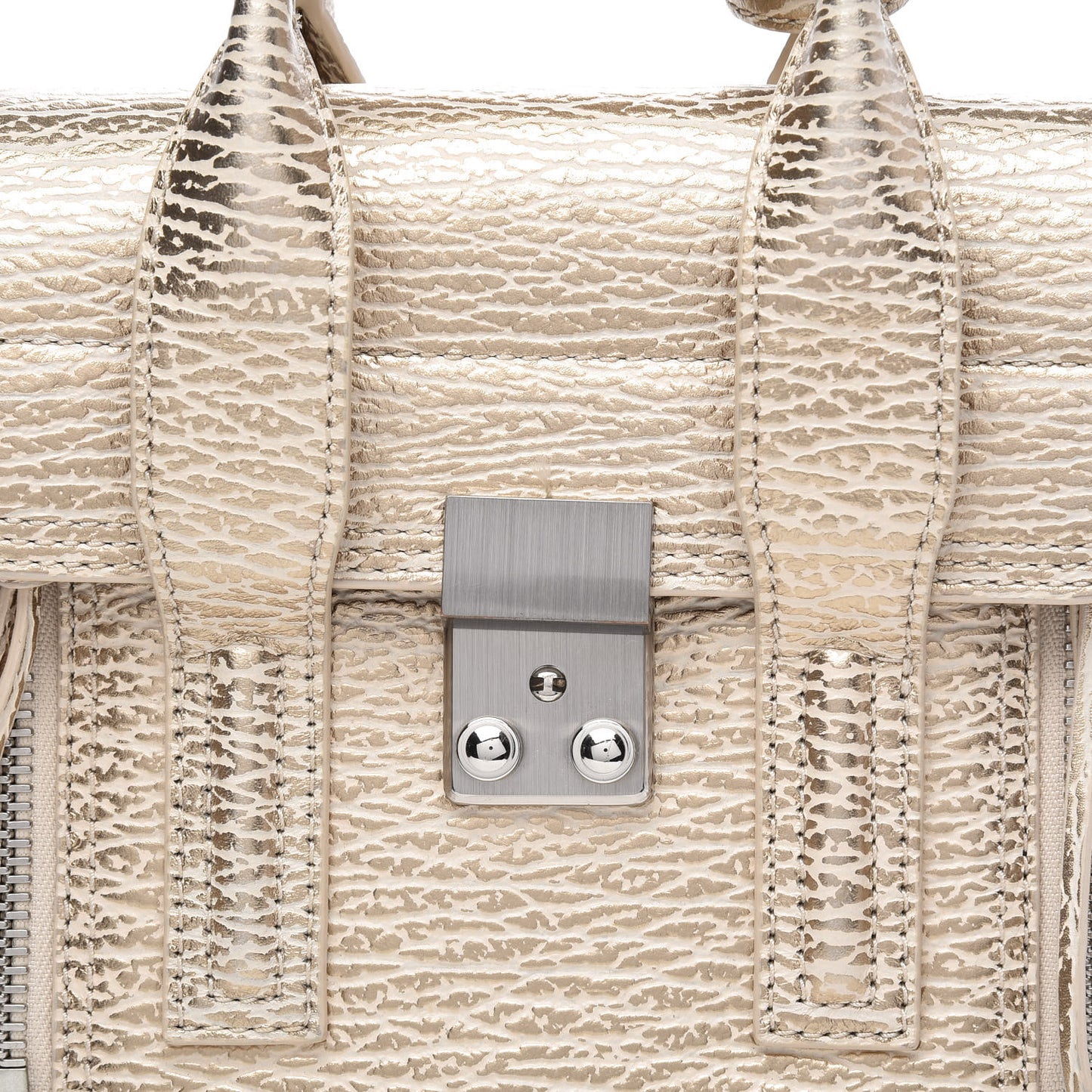 3.1 Textured Calfskin Mini Pashli Satchel Nude Platinum
