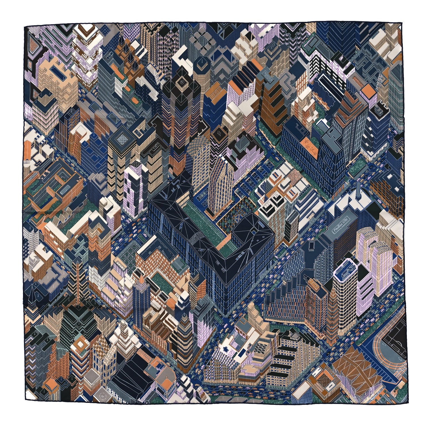 Hermes Silk Pantin City Scarf 90 Marine Beige Parme 1 of 3