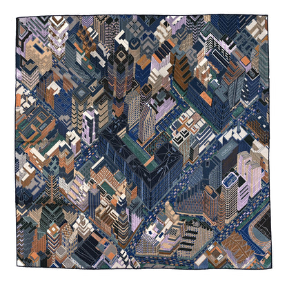 Hermes Silk Pantin City Scarf 90 Marine Beige Parme 1 of 3