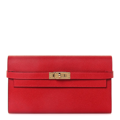 Hermes Epsom Kelly Longue Wallet Rouge Casaque 1 of 10