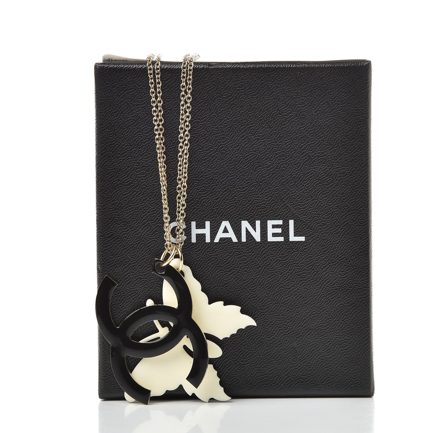 Chanel Enamel Butterfly CC Necklace Black White Gold 6 of 6