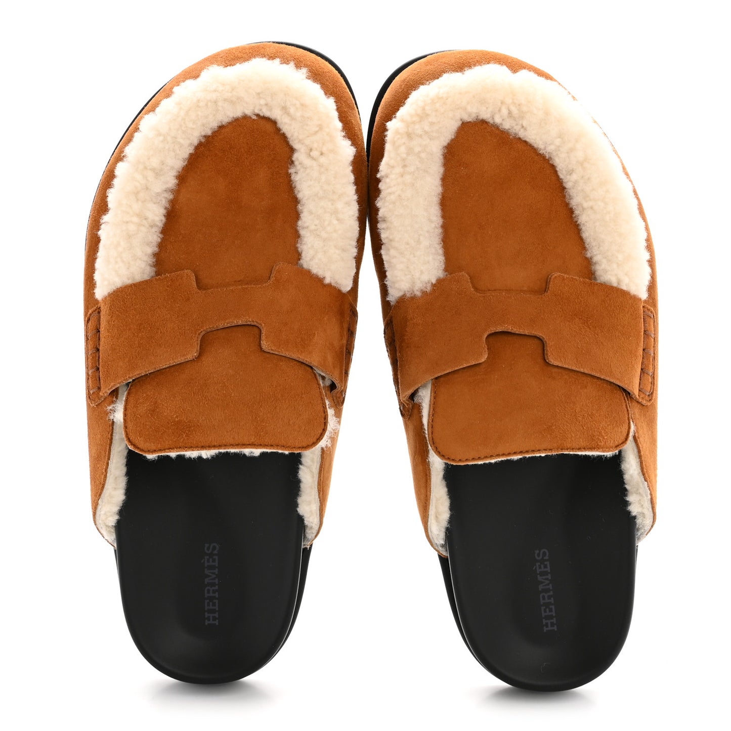 Suede Goatskin Shearling Go Mules 38 Beige Kraft Ecru