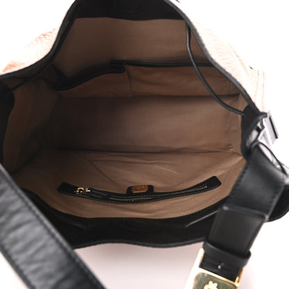 MCM Visetos Calfskin Drawstring Shoulder Bag Cognac Black 5 of 15