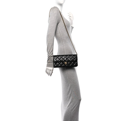 Chanel Shiny Lambskin Quilted Flap Clutch Bag Black 2 of 10