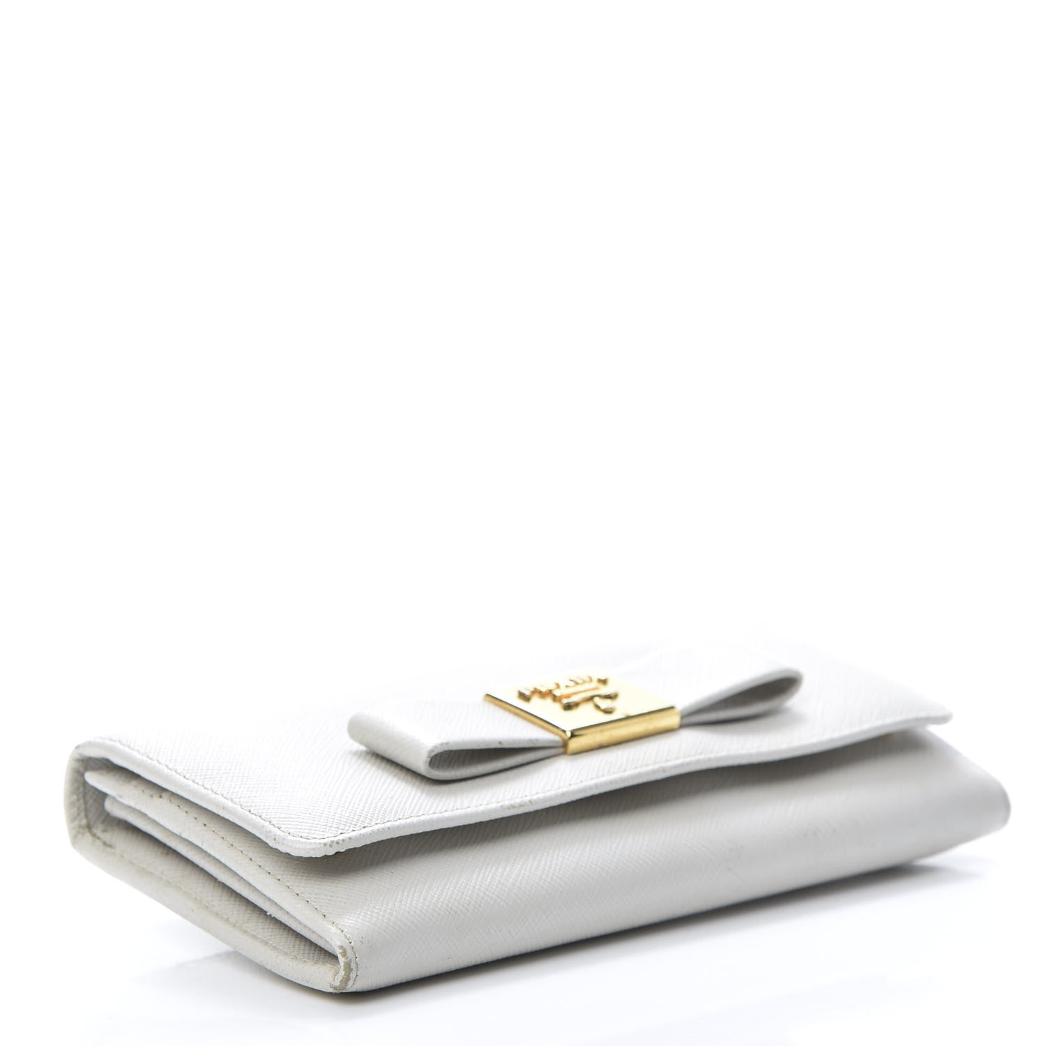 Prada Saffiano Bow Continental Wallet Talco 4 of 17