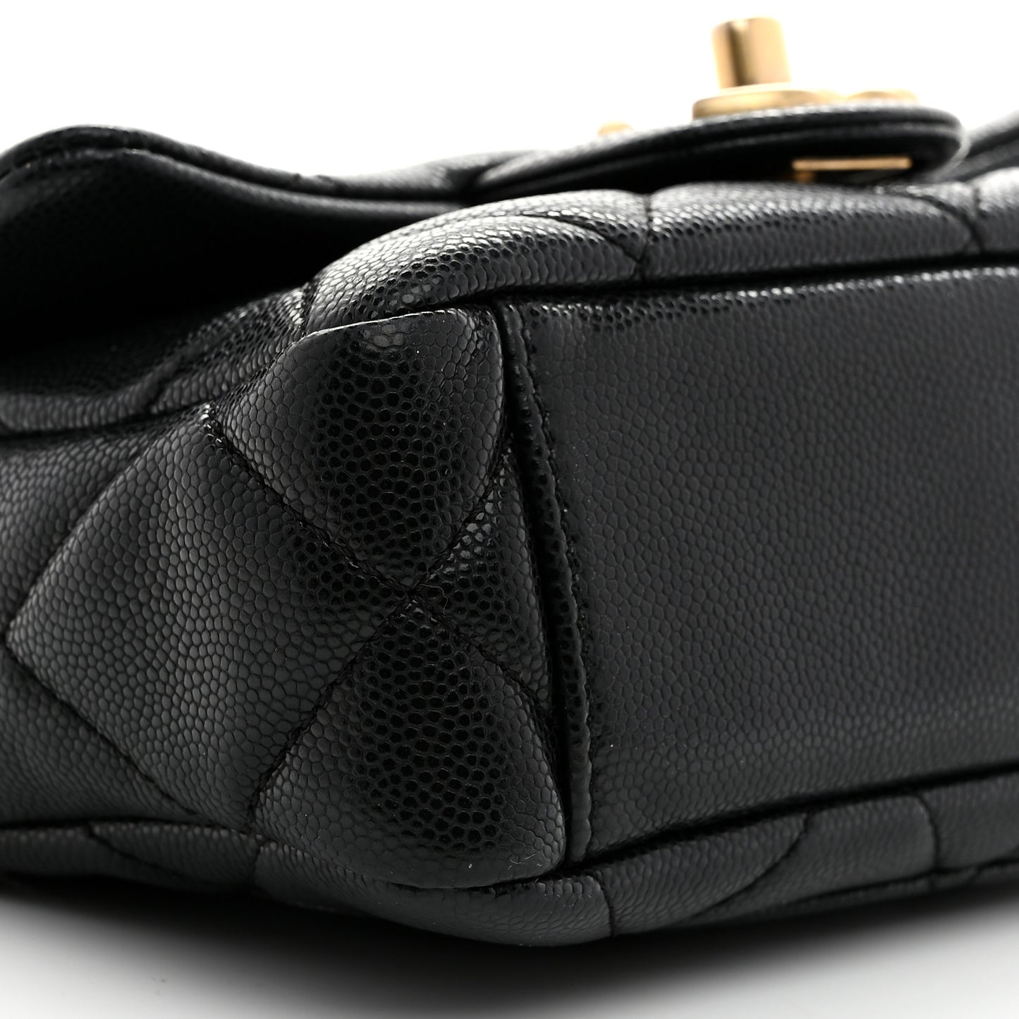 Caviar Quilted Mini Twist Your Buttons Flap Black