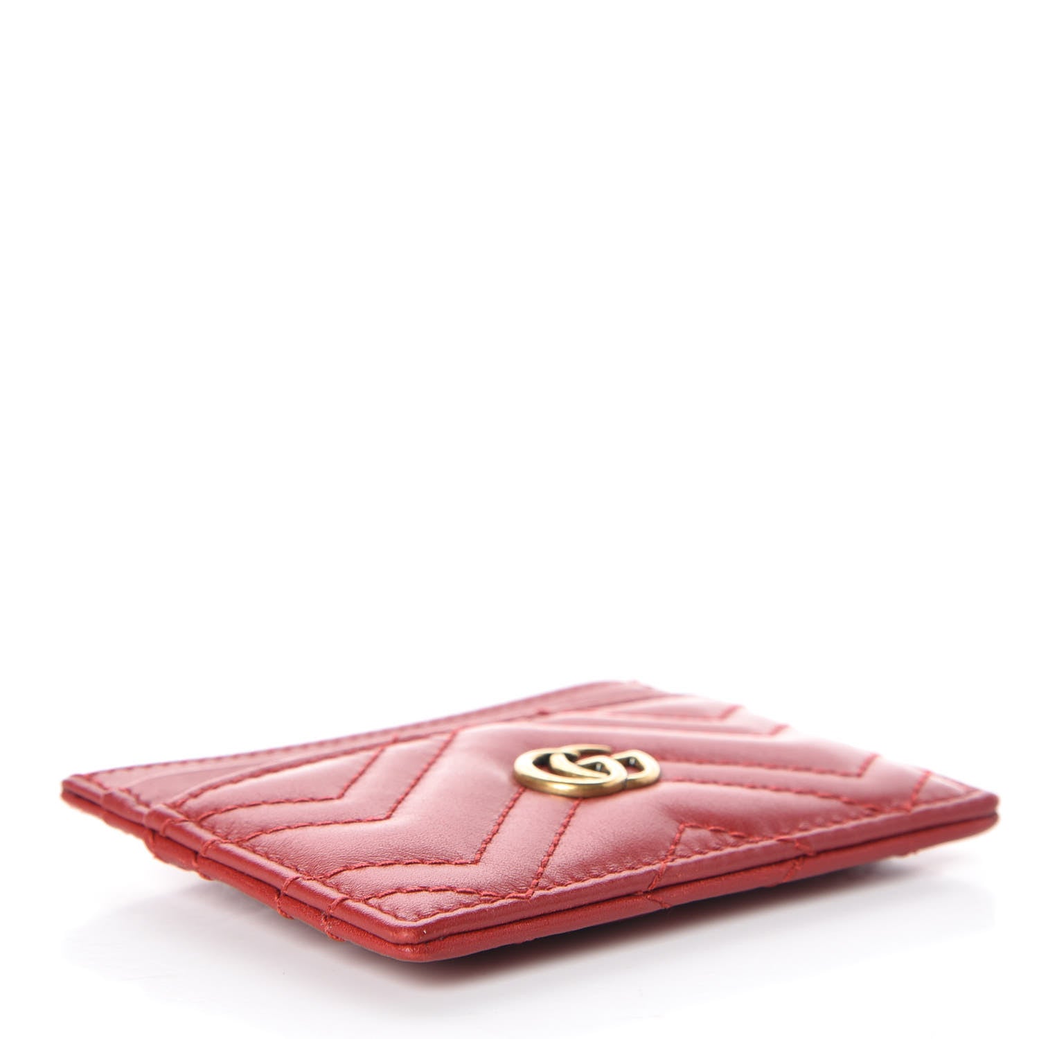 Gucci Calfskin Matelasse GG Marmont Card Holder Hibiscus Red 4 of 9