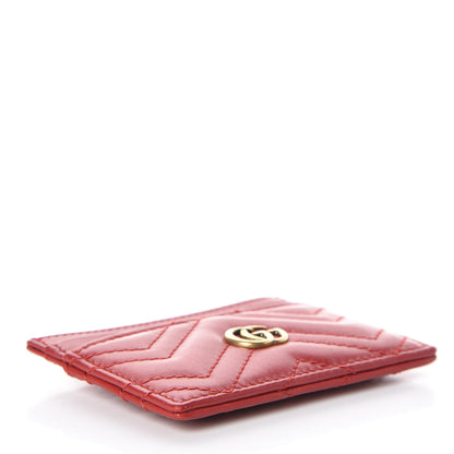 Gucci Calfskin Matelasse GG Marmont Card Holder Hibiscus Red 4 of 9