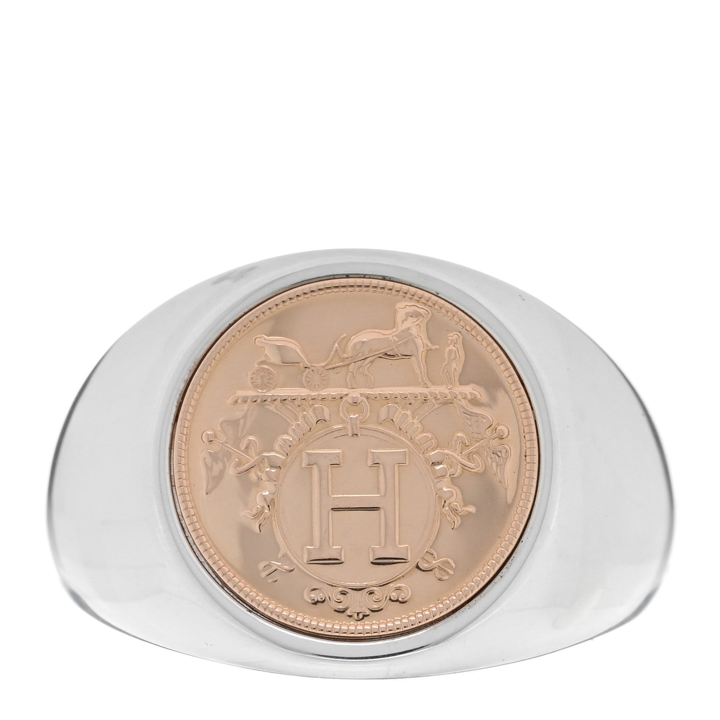 Sterling Silver 18K Rose Gold PM Ex-Libris Signet Ring 60 9