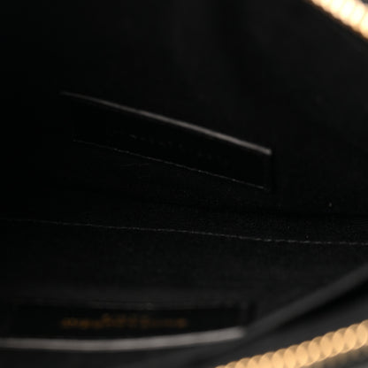 Saint Laurent Calfskin Matelasse Chevron Monogram Pouch Black 5 of 9
