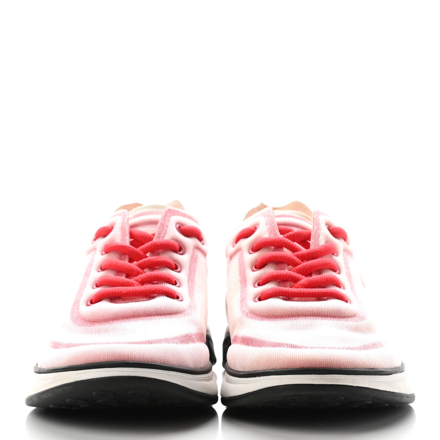 Calfskin Mesh Lycra Womens Logo Sneakers 37 White Red