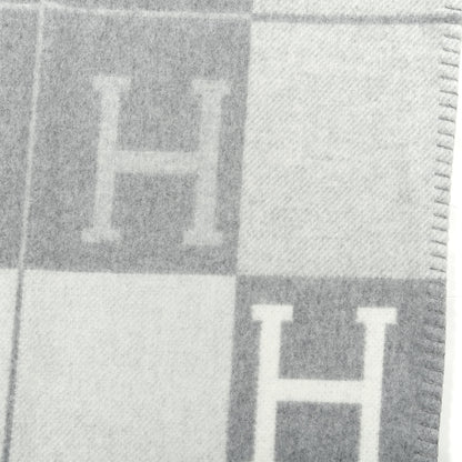 Hermes Wool Cashmere Avalon III Blanket Ecru Gris Clair 2 of 3