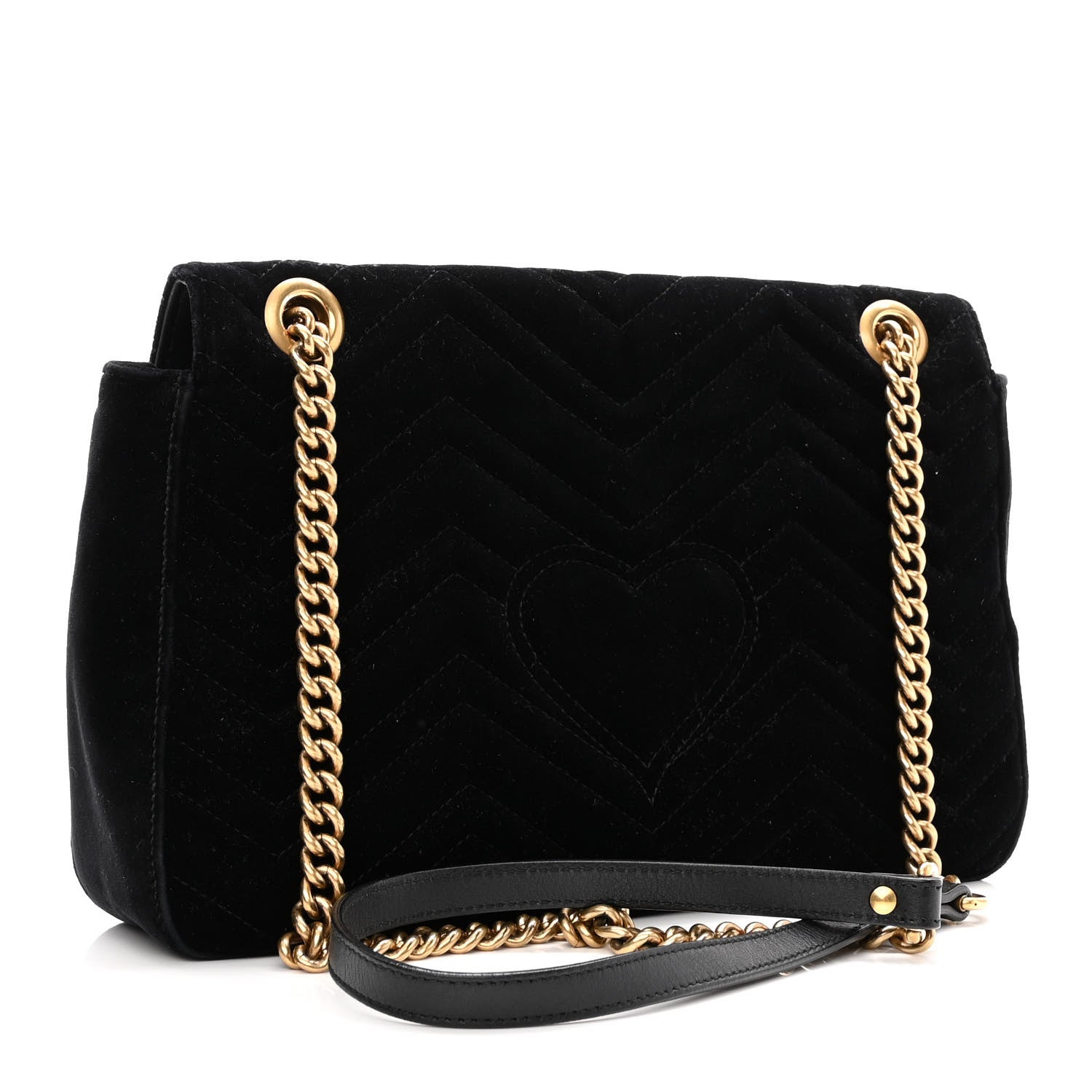 Gucci Velvet Matelasse Loved Embroidered Medium GG Marmont Shoulder Bag Black 3 of 12