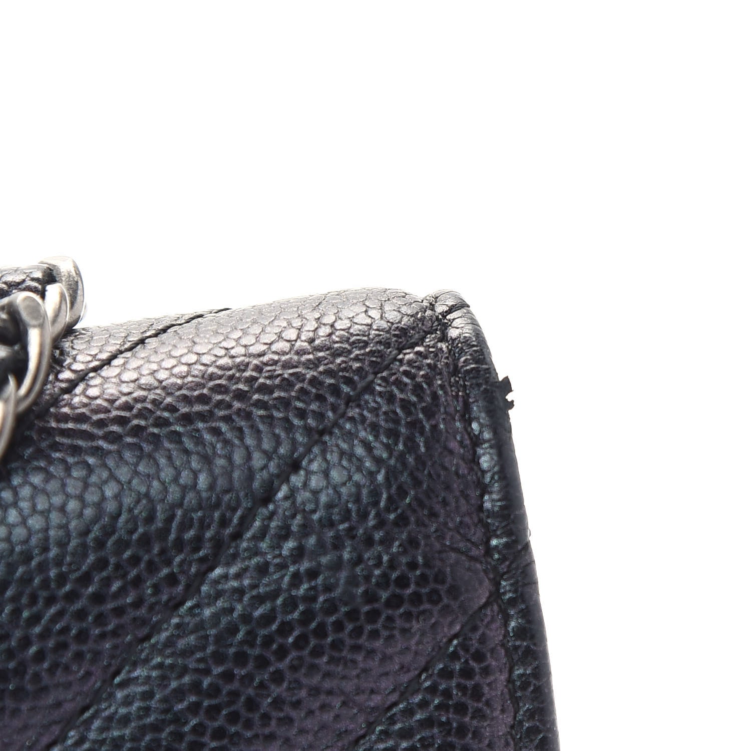 Chanel Iridescent Caviar Chevron Quilted Wallet On Chain WOC Black 10 of 10