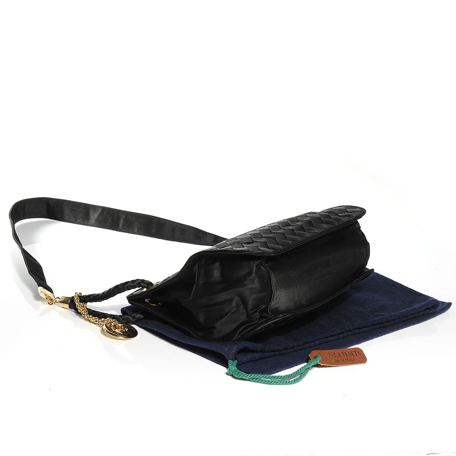 Bottega Veneta Vintage Woven Satin Shoulder Bag Black 4 of 7