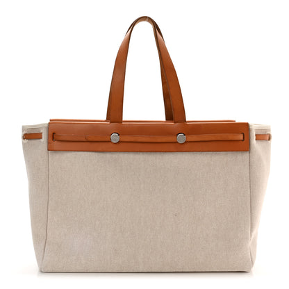 Hermes Toile Vache Hunter Herbag Cabas MM Natural 3 of 17