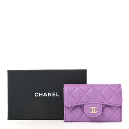 Chanel Caviar Quilted Flap Card Holder Wallet Purple 9 of 9
