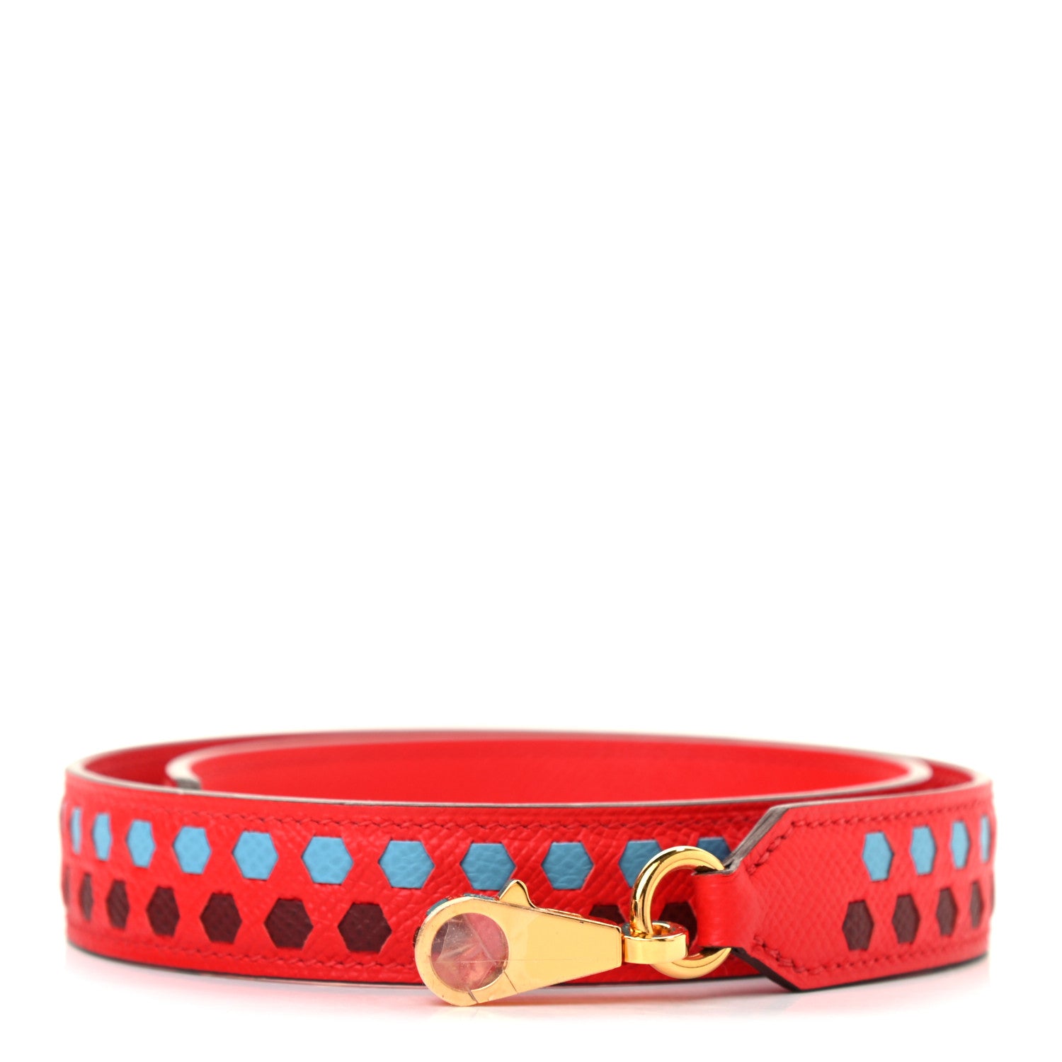 Hermes Epsom 25mm Mousqetons Tressage Shoulder Strap Rouge Coeur Bleu du Nord Rouge H 1 of 3
