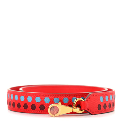 Hermes Epsom 25mm Mousqetons Tressage Shoulder Strap Rouge Coeur Bleu du Nord Rouge H 1 of 3