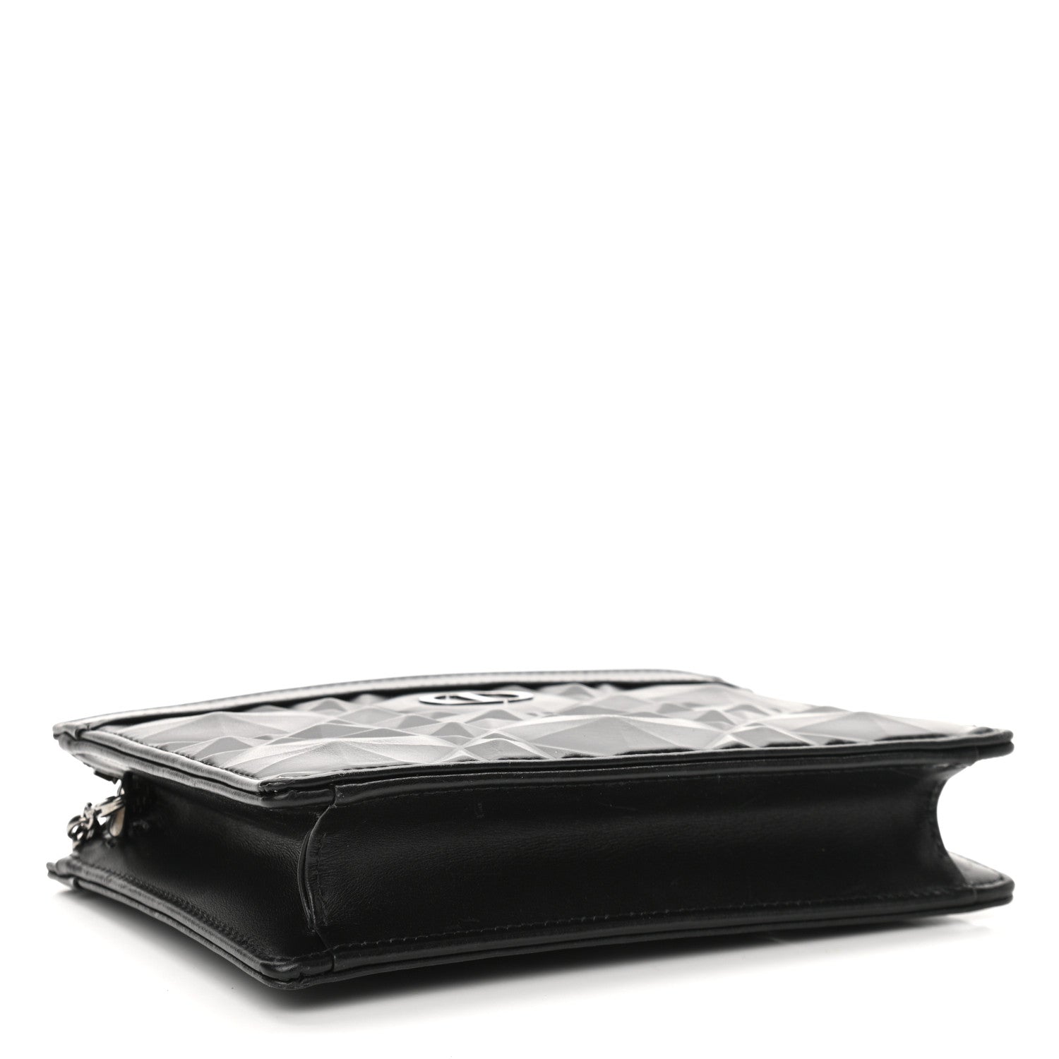 Christian Dior Calfskin Macrocannage Diamond Caro Zipped Pouch With Chain Black 4 of 13